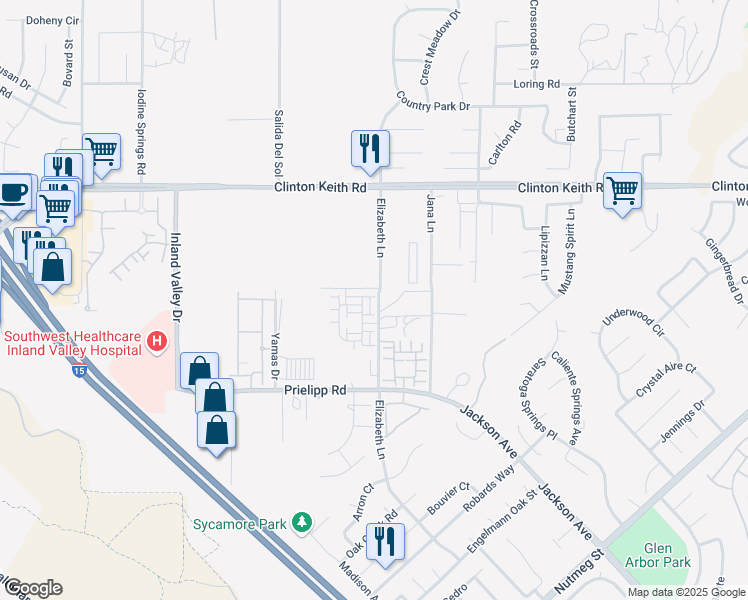 map of restaurants, bars, coffee shops, grocery stores, and more near in Wildomar