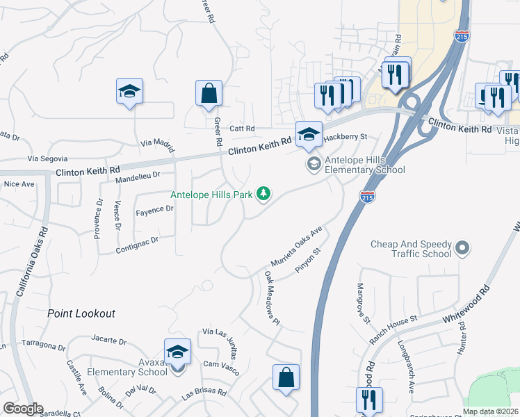 map of restaurants, bars, coffee shops, grocery stores, and more near 27321 Carlton Oaks Street in Murrieta
