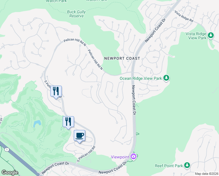 map of restaurants, bars, coffee shops, grocery stores, and more near 12 Skyridge in Newport Beach