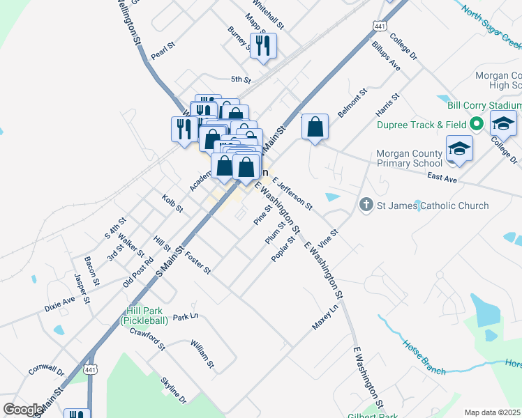 map of restaurants, bars, coffee shops, grocery stores, and more near 251 Pine Street in Madison