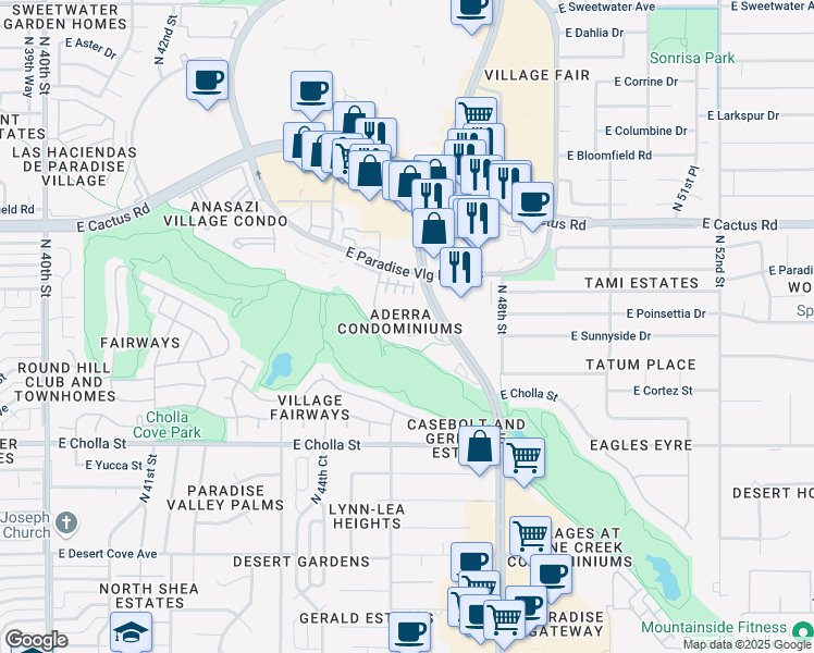 map of restaurants, bars, coffee shops, grocery stores, and more near 11640 North Tatum Boulevard in Phoenix