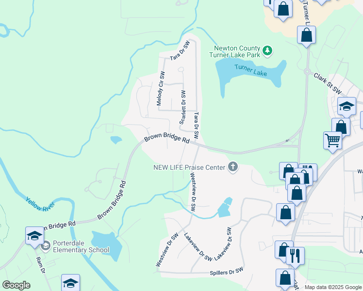 map of restaurants, bars, coffee shops, grocery stores, and more near 9004 Jim Purcell Drive in Covington