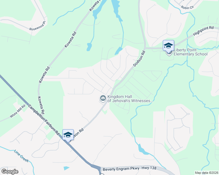 map of restaurants, bars, coffee shops, grocery stores, and more near 437 Lake Ridge Lane in Fairburn
