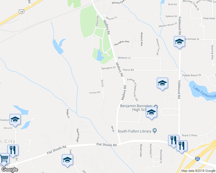 map of restaurants, bars, coffee shops, grocery stores, and more near 420 Dot Dr in College Park