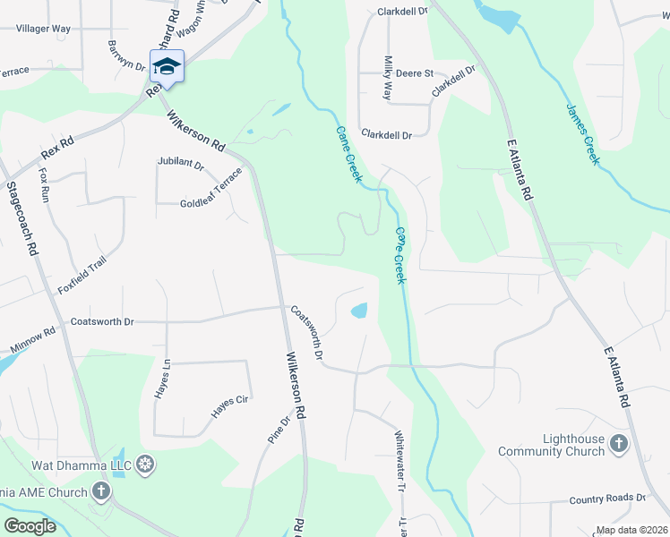 map of restaurants, bars, coffee shops, grocery stores, and more near 5878 Wilkerson Road in Rex