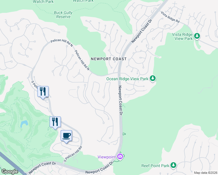 map of restaurants, bars, coffee shops, grocery stores, and more near 11 Shoreridge in Newport Beach
