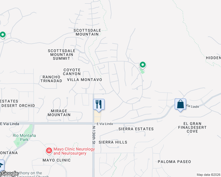 map of restaurants, bars, coffee shops, grocery stores, and more near 11834 North 137th Street in Scottsdale
