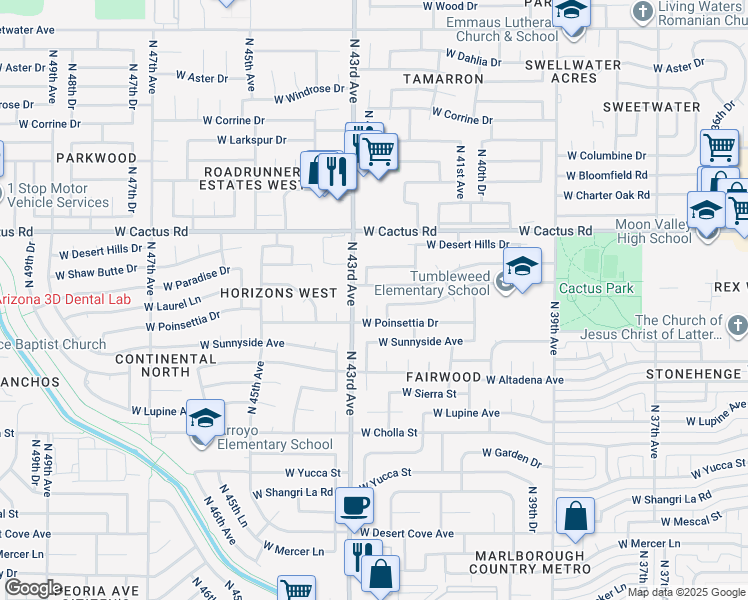 map of restaurants, bars, coffee shops, grocery stores, and more near 11835 North 42nd Drive in Phoenix