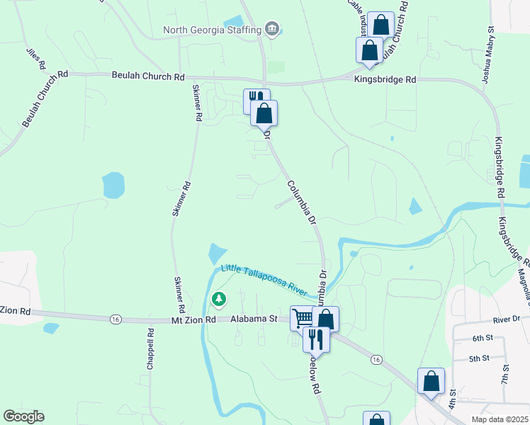 map of restaurants, bars, coffee shops, grocery stores, and more near 316 Columbia Drive in Carrollton