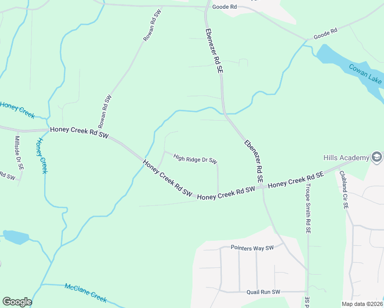 map of restaurants, bars, coffee shops, grocery stores, and more near 1812 High Ridge Drive Southwest in Conyers