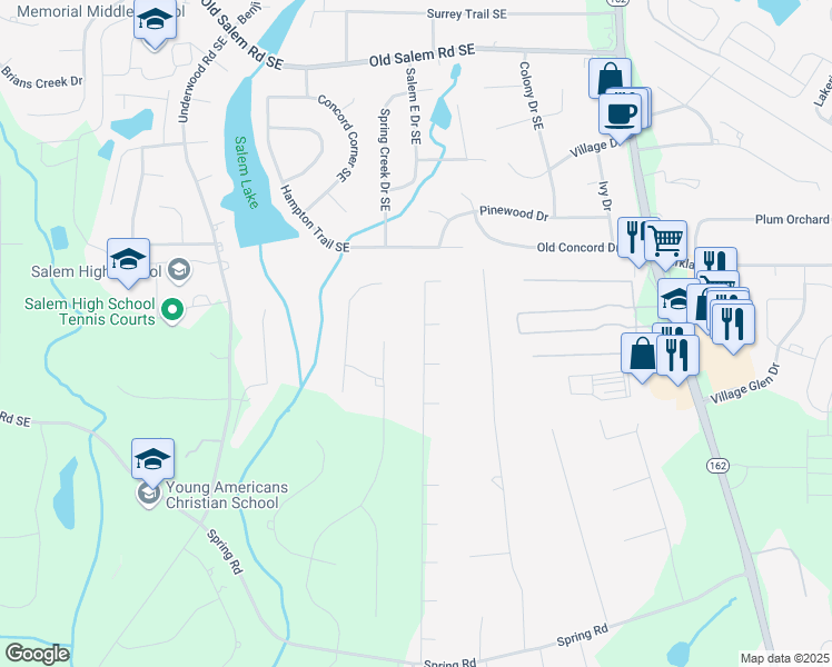 map of restaurants, bars, coffee shops, grocery stores, and more near 345 Radcliff Trace in Covington
