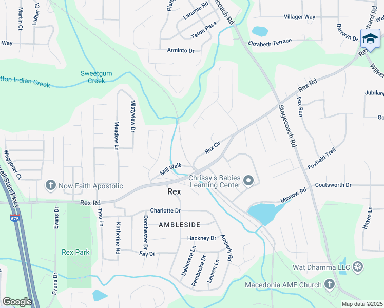 map of restaurants, bars, coffee shops, grocery stores, and more near 3786 Rex Circle in Rex