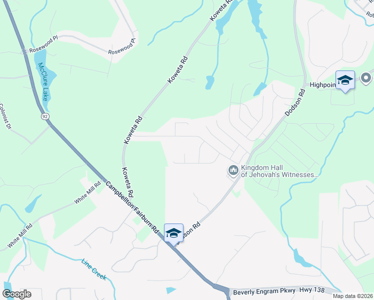 map of restaurants, bars, coffee shops, grocery stores, and more near 906 Montcrest in Fairburn
