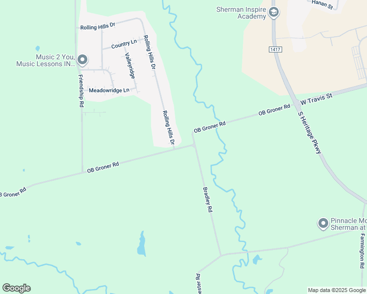 map of restaurants, bars, coffee shops, grocery stores, and more near OB Groner Road in Sherman