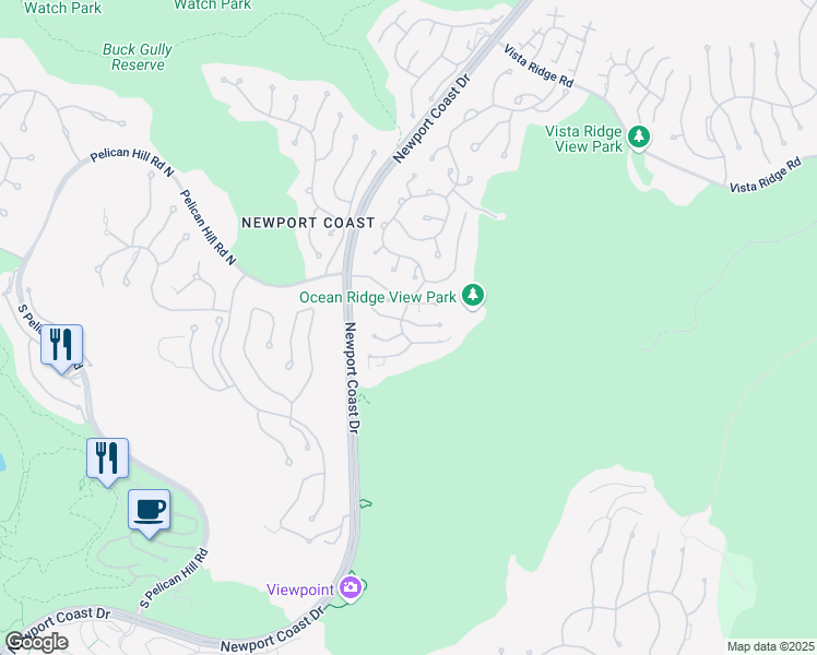 map of restaurants, bars, coffee shops, grocery stores, and more near 38 Coral Reef in Newport Beach