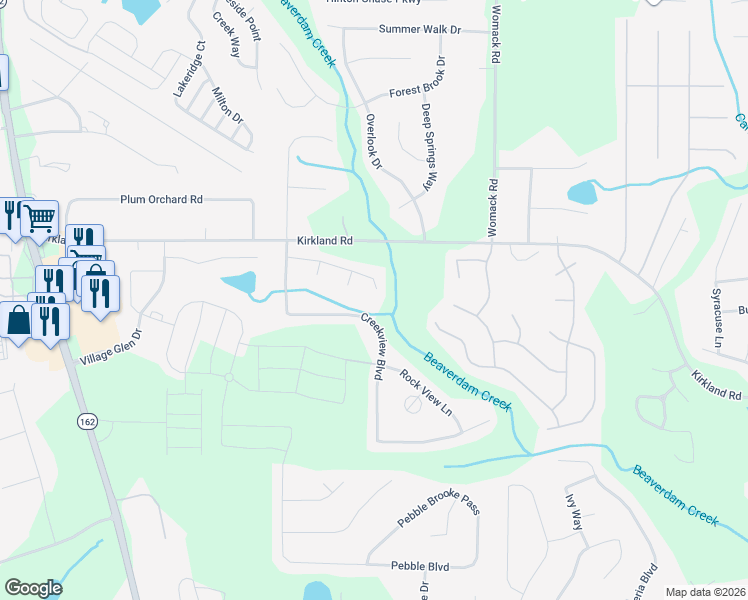 map of restaurants, bars, coffee shops, grocery stores, and more near 200 Long Drive in Covington