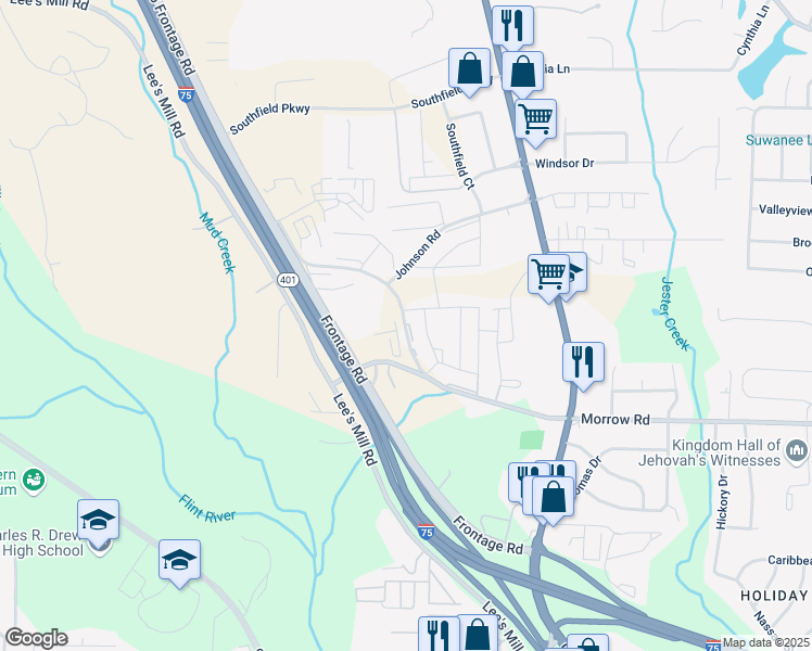 map of restaurants, bars, coffee shops, grocery stores, and more near in GILLEM ENCLAVE