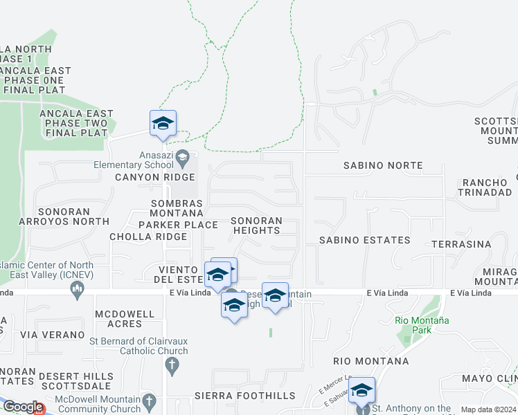 map of restaurants, bars, coffee shops, grocery stores, and more near 12586 East Poinsettia Drive in Scottsdale