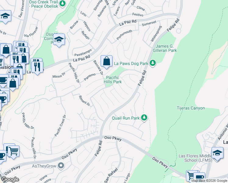map of restaurants, bars, coffee shops, grocery stores, and more near 28 Montgomery in Mission Viejo
