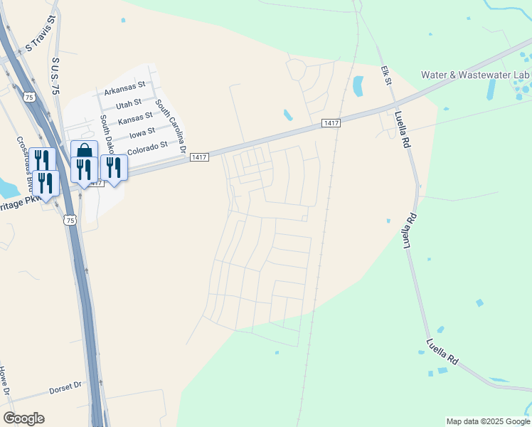 map of restaurants, bars, coffee shops, grocery stores, and more near 1202 East Fm 1417 in Sherman