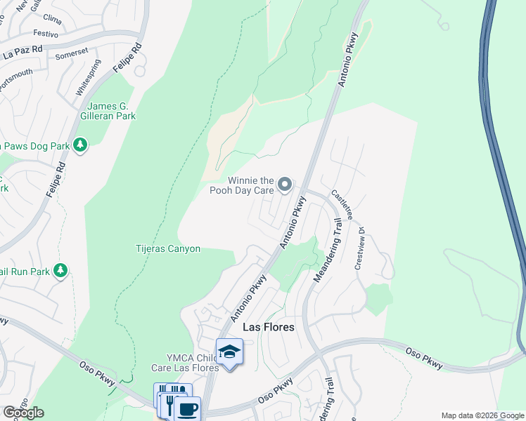map of restaurants, bars, coffee shops, grocery stores, and more near 52 Acorn Ridge in Rancho Santa Margarita