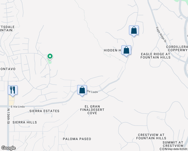 map of restaurants, bars, coffee shops, grocery stores, and more near 14268 East Coyote Road in Scottsdale