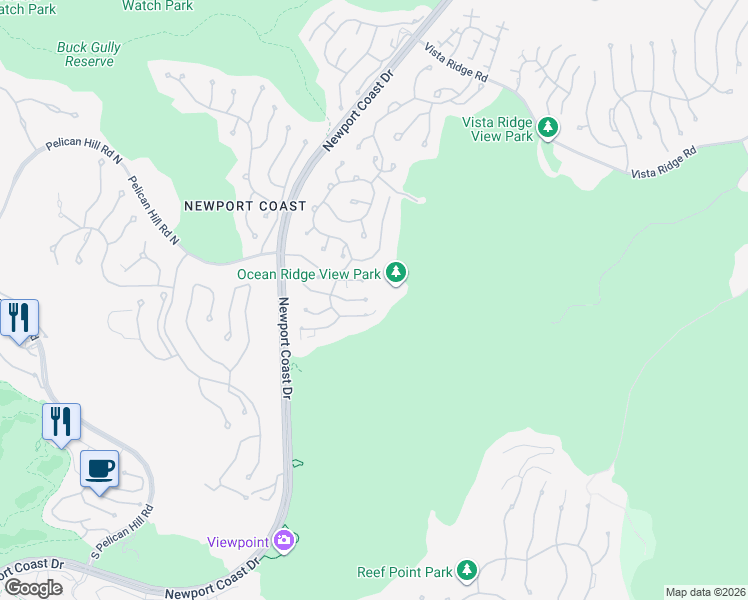 map of restaurants, bars, coffee shops, grocery stores, and more near 52 Coral Reef in Newport Beach