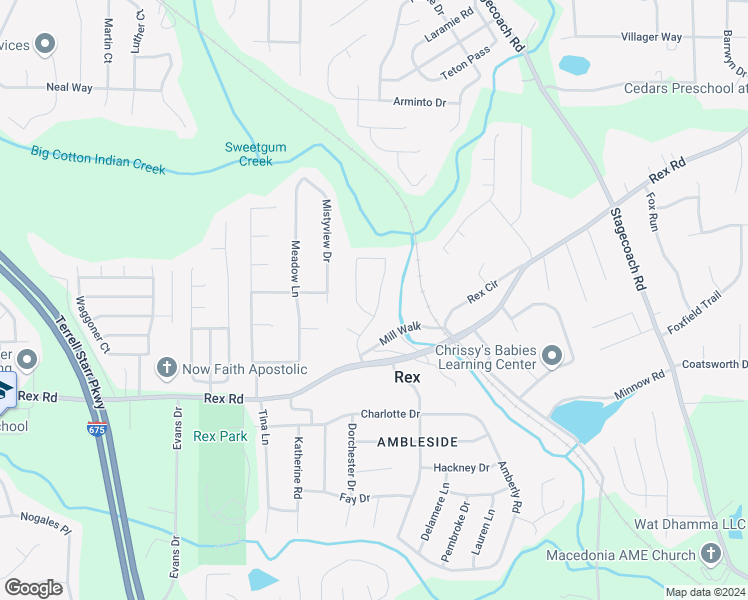 map of restaurants, bars, coffee shops, grocery stores, and more near 5885 Colonnade Drive in Rex