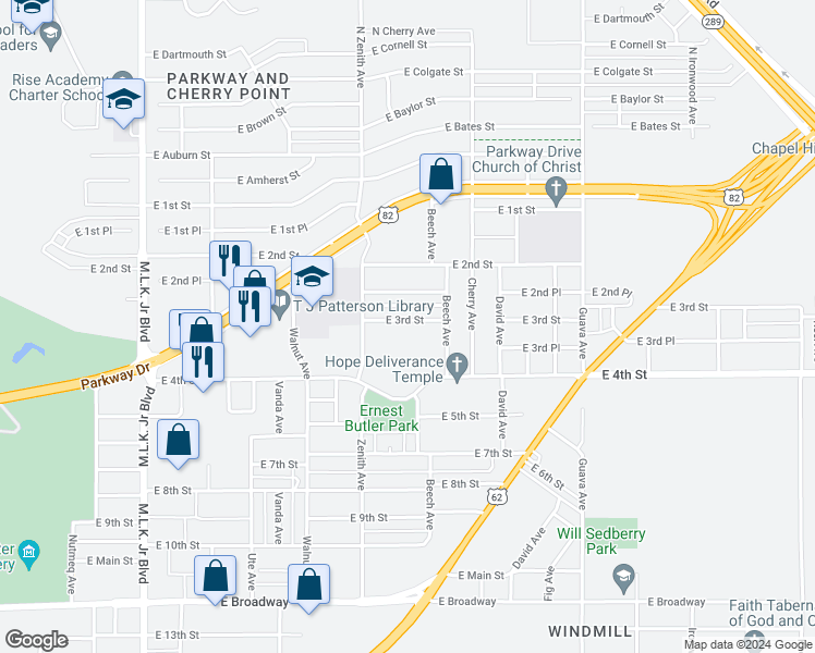 map of restaurants, bars, coffee shops, grocery stores, and more near 2720 East 3rd Street in Lubbock