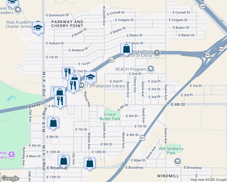 map of restaurants, bars, coffee shops, grocery stores, and more near 2720 East 3rd Street in Lubbock