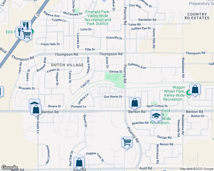 map of restaurants, bars, coffee shops, grocery stores, and more near 31795 Delfina Way in Winchester