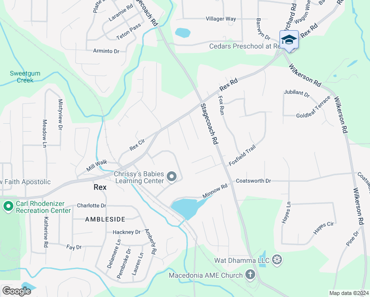 map of restaurants, bars, coffee shops, grocery stores, and more near 5871 Ruby Walk in Rex