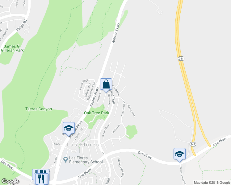 map of restaurants, bars, coffee shops, grocery stores, and more near 30 Castletree in Rancho Santa Margarita