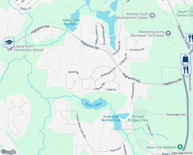map of restaurants, bars, coffee shops, grocery stores, and more near 6329 Wellington Drive in Union City