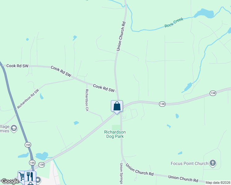 map of restaurants, bars, coffee shops, grocery stores, and more near 3601 Union Church Road in Stockbridge