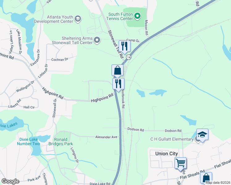 map of restaurants, bars, coffee shops, grocery stores, and more near 5022 Roosevelt Highway in Union City