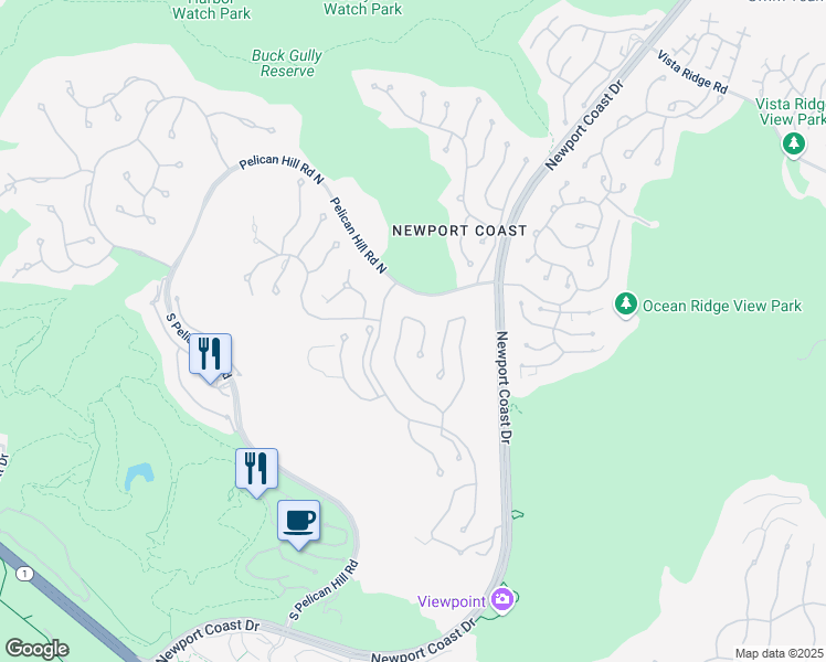 map of restaurants, bars, coffee shops, grocery stores, and more near 16 Skyridge in Newport Beach