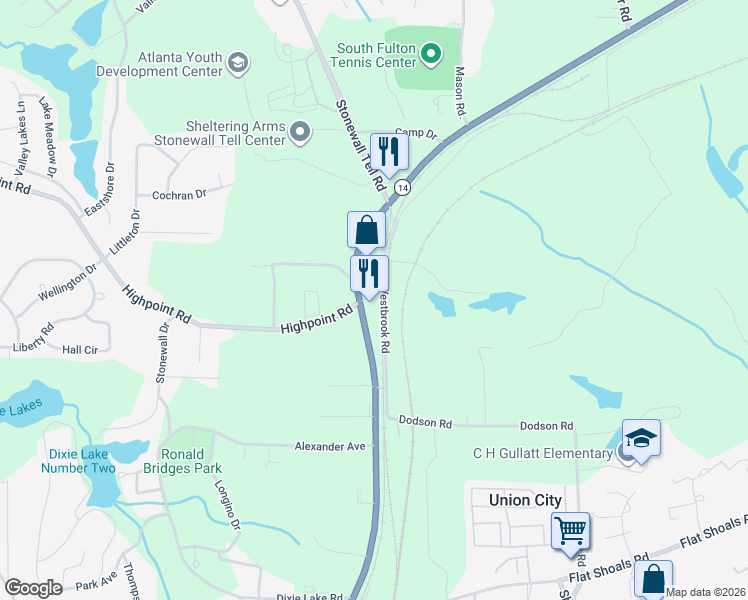 map of restaurants, bars, coffee shops, grocery stores, and more near 5022 Roosevelt Highway in Union City