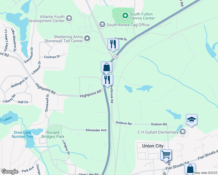 map of restaurants, bars, coffee shops, grocery stores, and more near in Atlanta