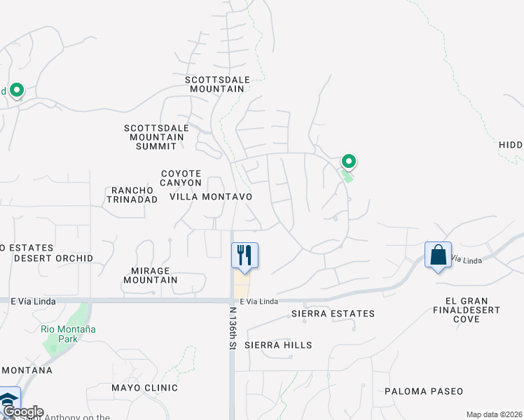 map of restaurants, bars, coffee shops, grocery stores, and more near 11839 North 136th Way in Scottsdale