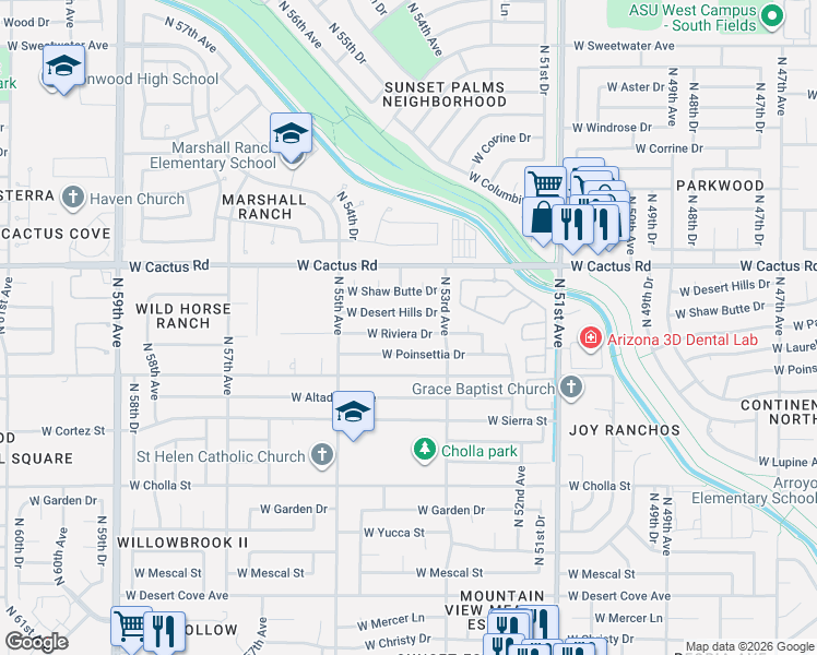 map of restaurants, bars, coffee shops, grocery stores, and more near in Glendale