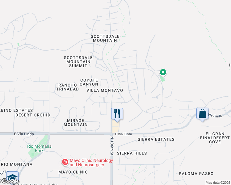 map of restaurants, bars, coffee shops, grocery stores, and more near 11899 North 135th Way in Scottsdale