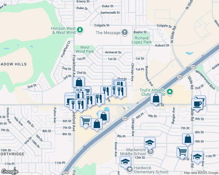 map of restaurants, bars, coffee shops, grocery stores, and more near 5533 3rd Street in Lubbock