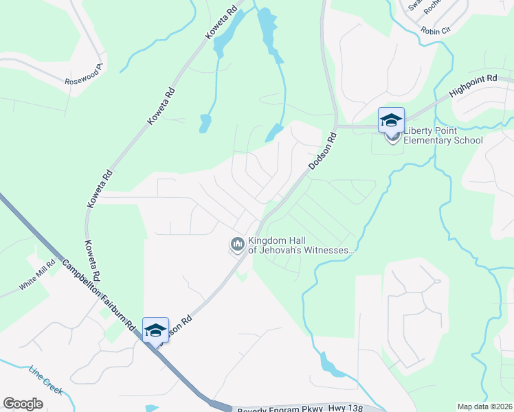 map of restaurants, bars, coffee shops, grocery stores, and more near 441 Lake Ridge Lane in Fairburn
