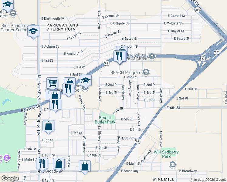 map of restaurants, bars, coffee shops, grocery stores, and more near 2720 East 3rd Street in Lubbock