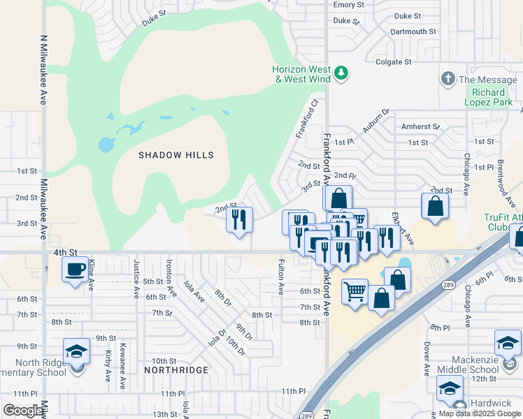 map of restaurants, bars, coffee shops, grocery stores, and more near 210 Homestead Avenue in Lubbock