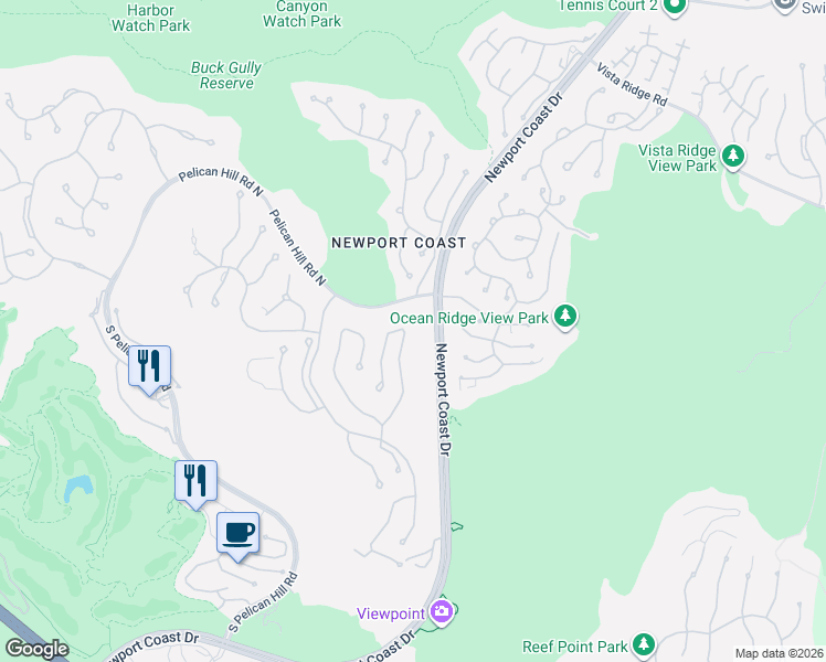 map of restaurants, bars, coffee shops, grocery stores, and more near 28 Shoreridge in Newport Beach