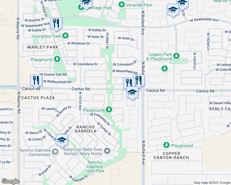 map of restaurants, bars, coffee shops, grocery stores, and more near 14855 West Shaw Butte Drive in Surprise
