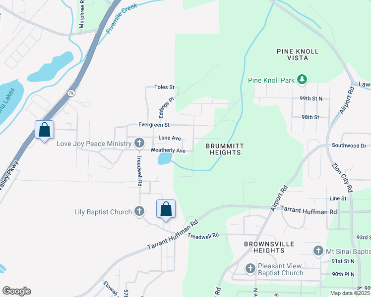 map of restaurants, bars, coffee shops, grocery stores, and more near 2021 Weatherly Avenue in Birmingham