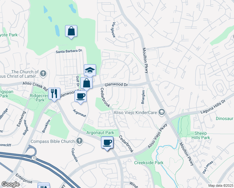map of restaurants, bars, coffee shops, grocery stores, and more near 11 Coralwind in Aliso Viejo